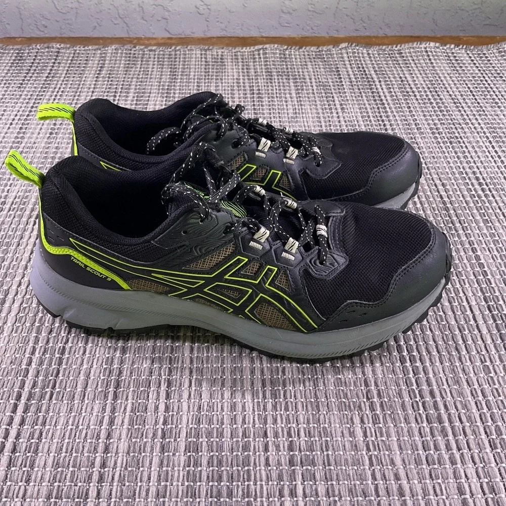 ASICS Trail Scout 3 Mens Running Shoes Black Lime Green 1011B700 Size 9.5